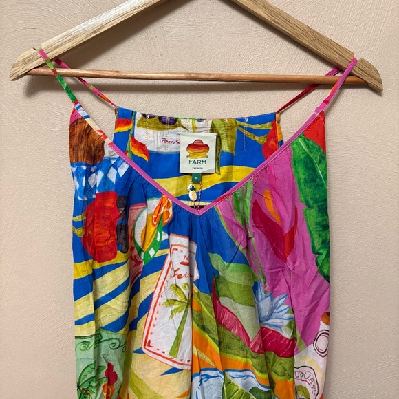 Farm Rio Summer Picnic Sleeveless V-Neck Midi Dress Size Medium NWT New - Picture 6 of 16